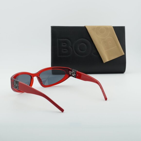HUGO HG 1255/S 0C9A IR Oval Sunglasses - Red/Smoke main image 5